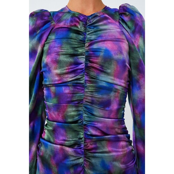 NWT GANNI Simply Purple Silk Stretch Satin Midi Dress 38 - Picture 5 of 5